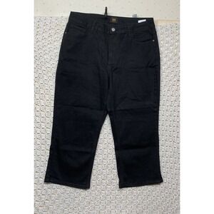 Lee Capri Jean size 16 Medium Black Denim Stretch Vacations Activewear 112330529